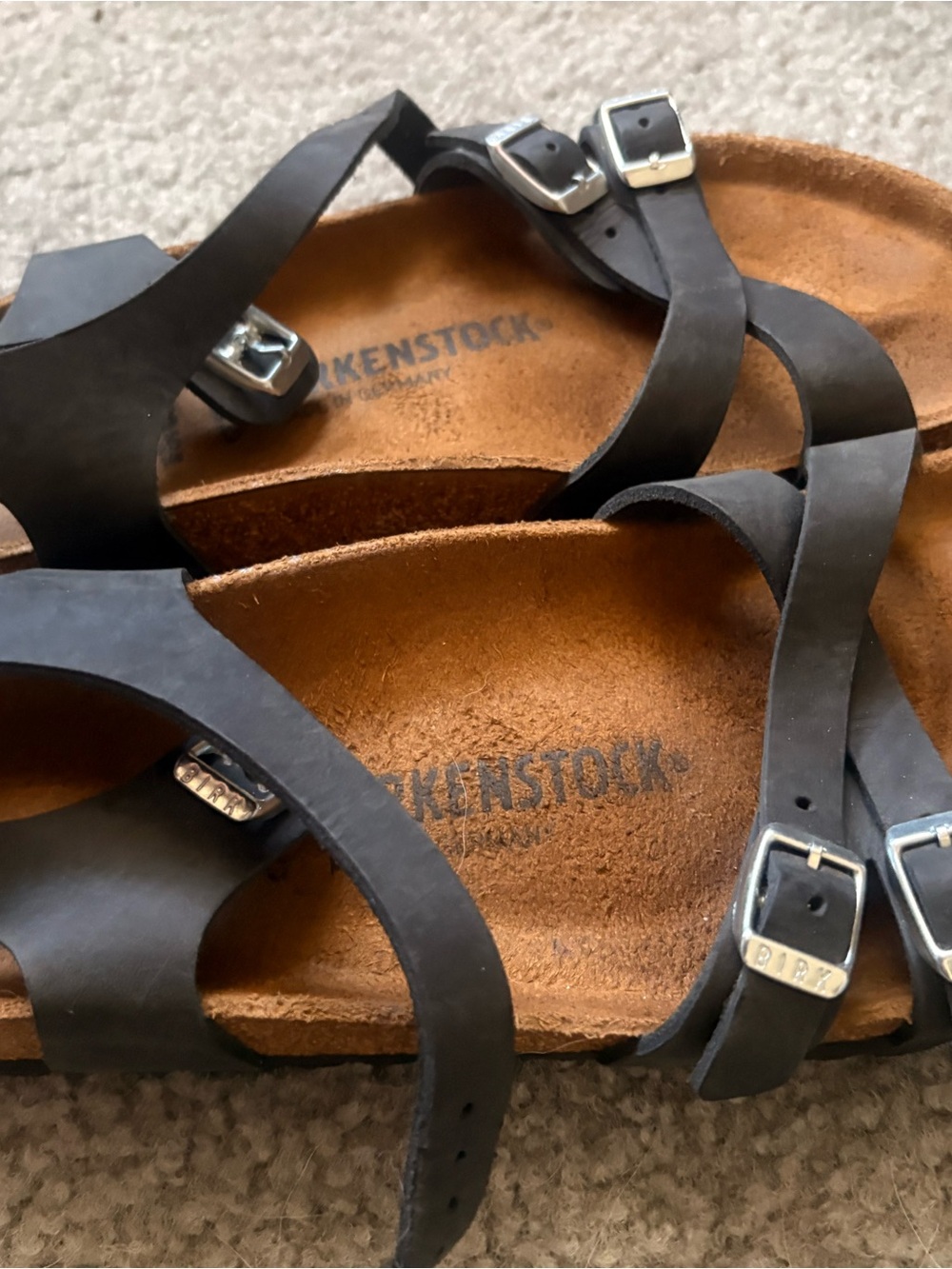 Birkenstock Black Suede Adjustable Two-Strap Sandals - Picture 2 of 4